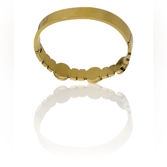 Stainless Steel Gold Color Plated Bangle / Handcuff Bracelet (NWOT) - Picture 4 of 6